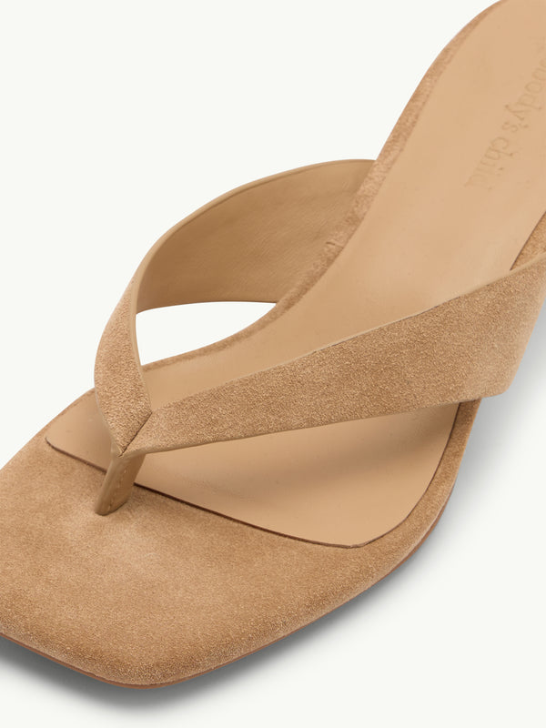 Brown Suede Flip Flop Heel