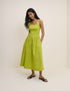 Chartreuse Green Panelled Soraya Midi Dress