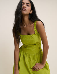 Chartreuse Green Panelled Soraya Midi Dress