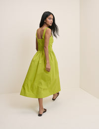 Chartreuse Green Panelled Soraya Midi Dress