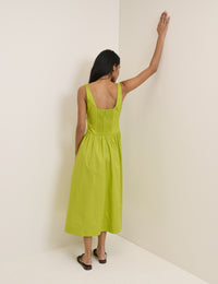 Chartreuse Green Panelled Soraya Midi Dress