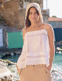 White Broderie Anglaise Open Back Irina Top