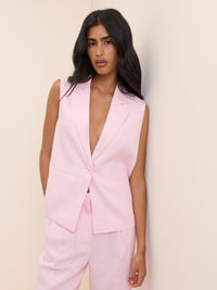 Baby Pink Sleeveless Boxy Blazer