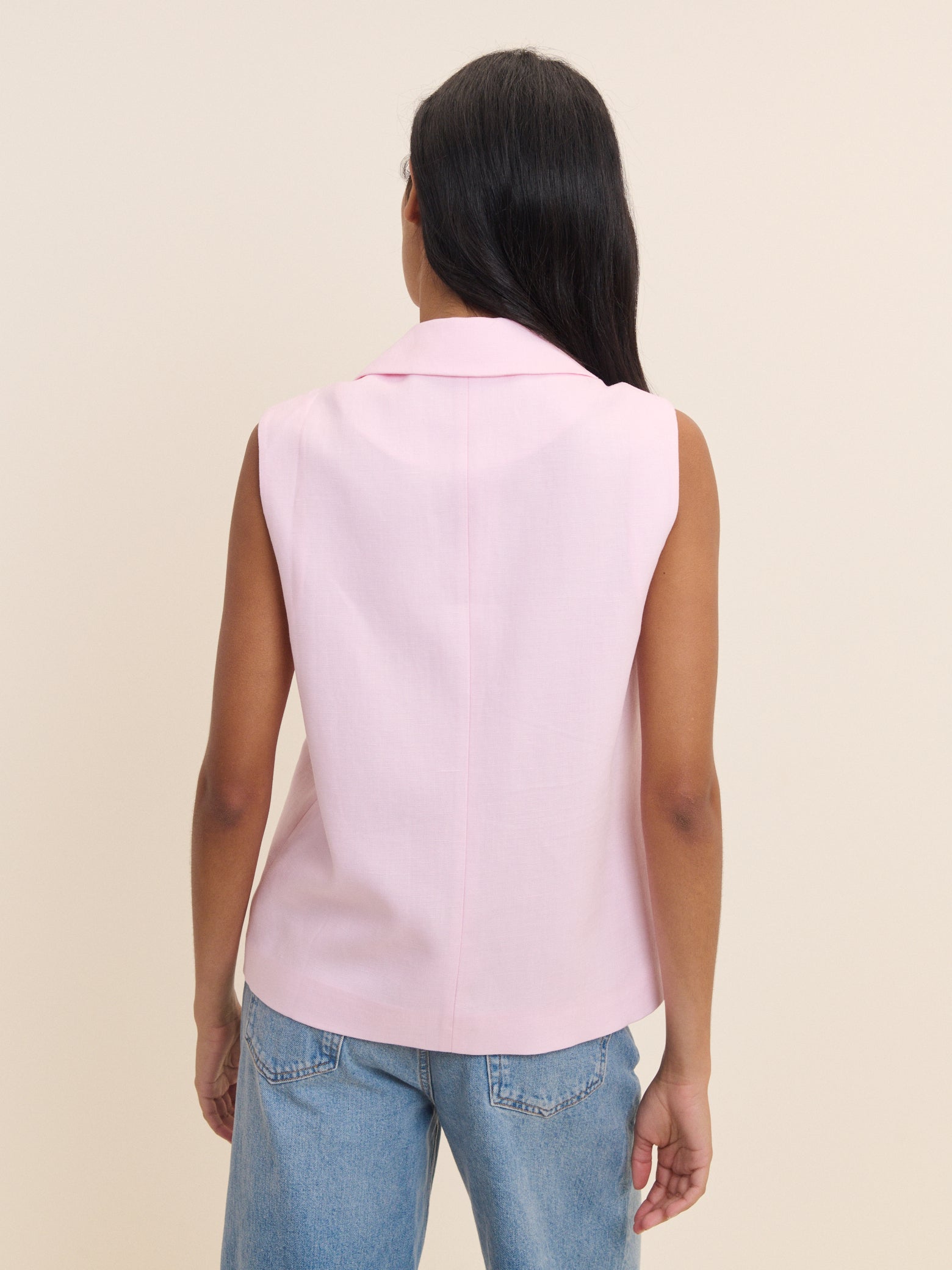 Baby Pink Sleeveless Boxy Blazer