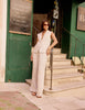 Stone High Waisted Wide Leg Trousers