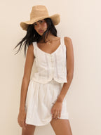 White Broderie Anglaise Lace Trim Top