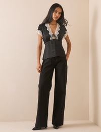 Black Lace Trim Maeve Top