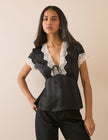 Black Lace Trim Maeve Top