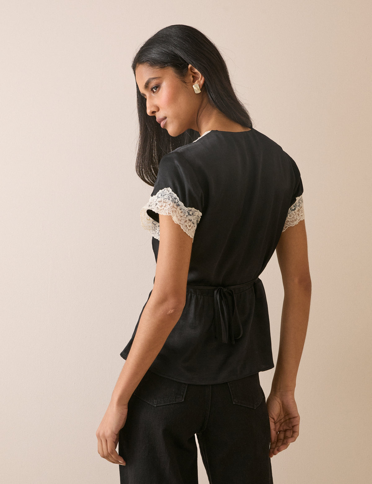 Black Lace Trim Maeve Top