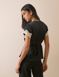 Black Lace Trim Maeve Top