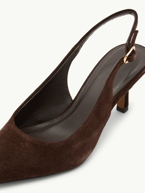 Brown Suede Sling Heel