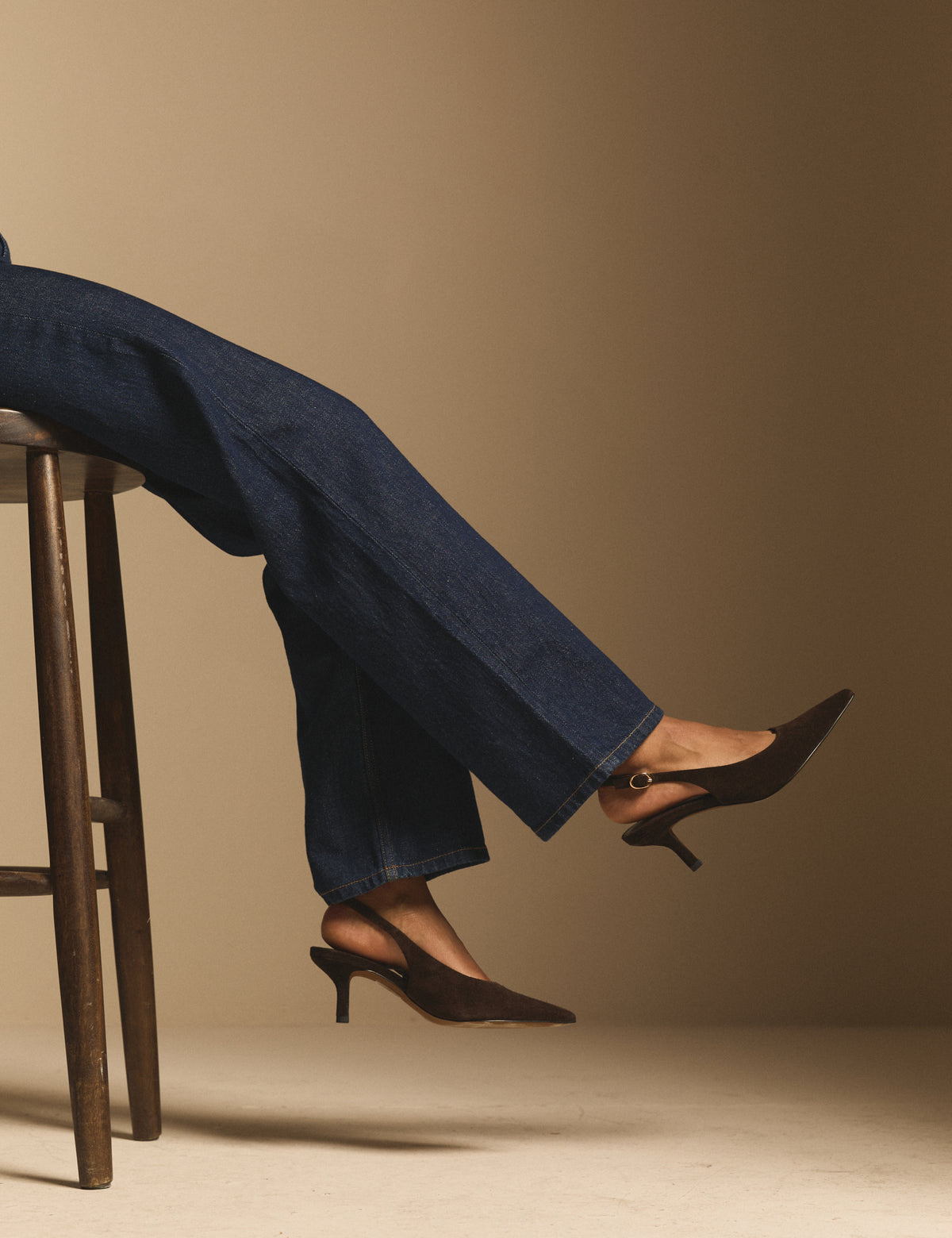 Brown Suede Sling Heel