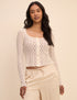 Cream Lace Scoop Neck Cardigan