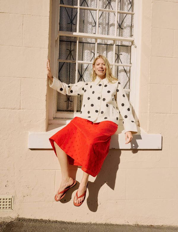 Cream Polka Dot Swing Jacket