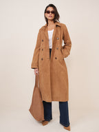 Beige Suede Trench Coat