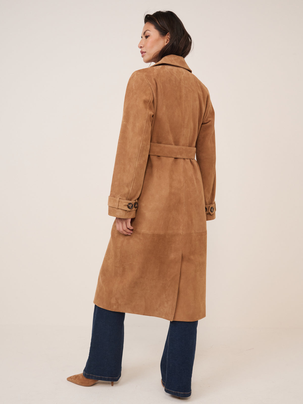 Beige Suede Trench Coat