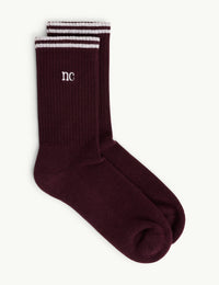 Burgundy NC Ribbed Sports Socks