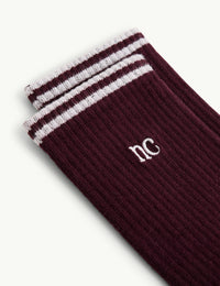 Burgundy NC Ribbed Sports Socks