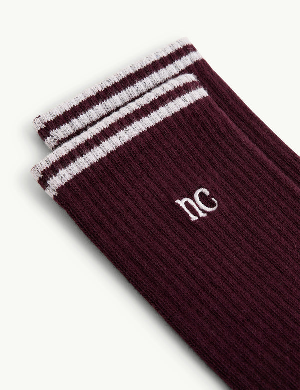 Burgundy NC Ribbed Sports Socks