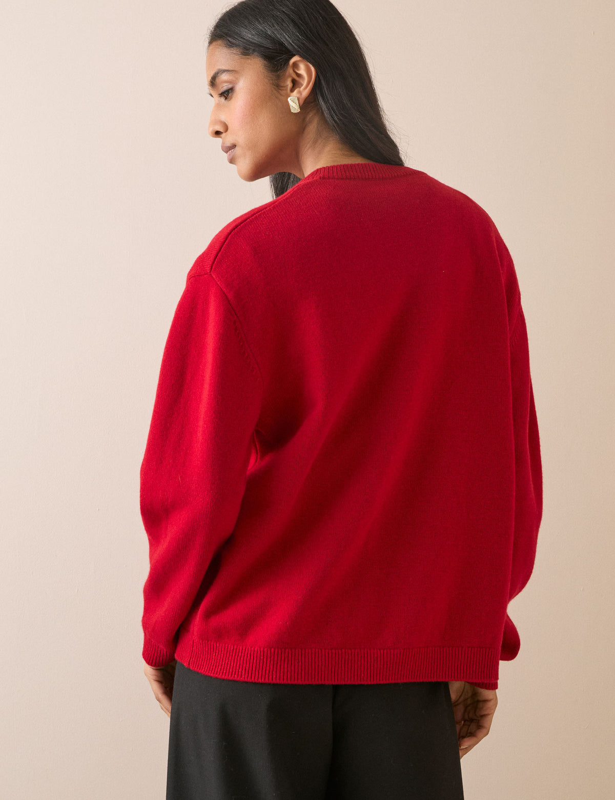 Red V-Neck Wool Jumper