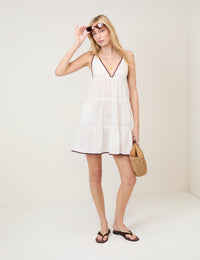 White Tiered Mini Beach Dress
