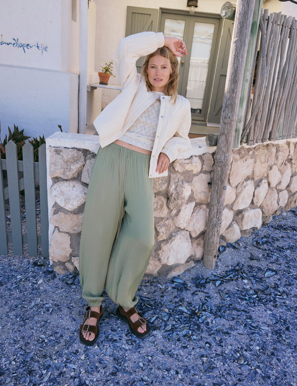 Green Vida Balloon Leg Trousers