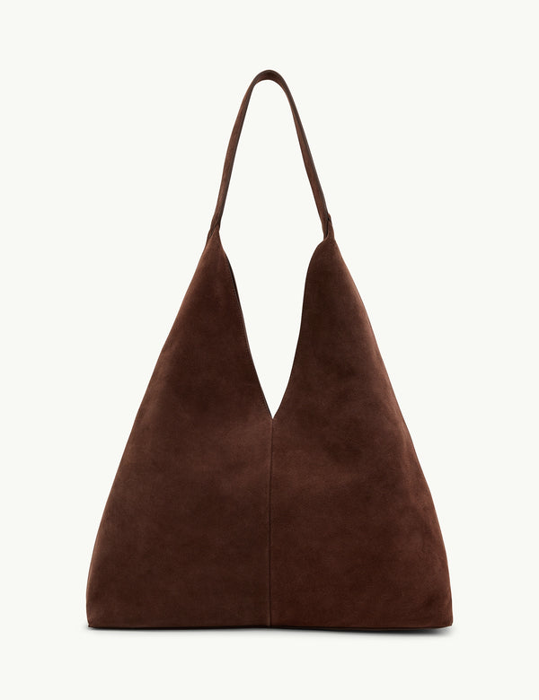 Chocolate Brown Suede Slouch Bag