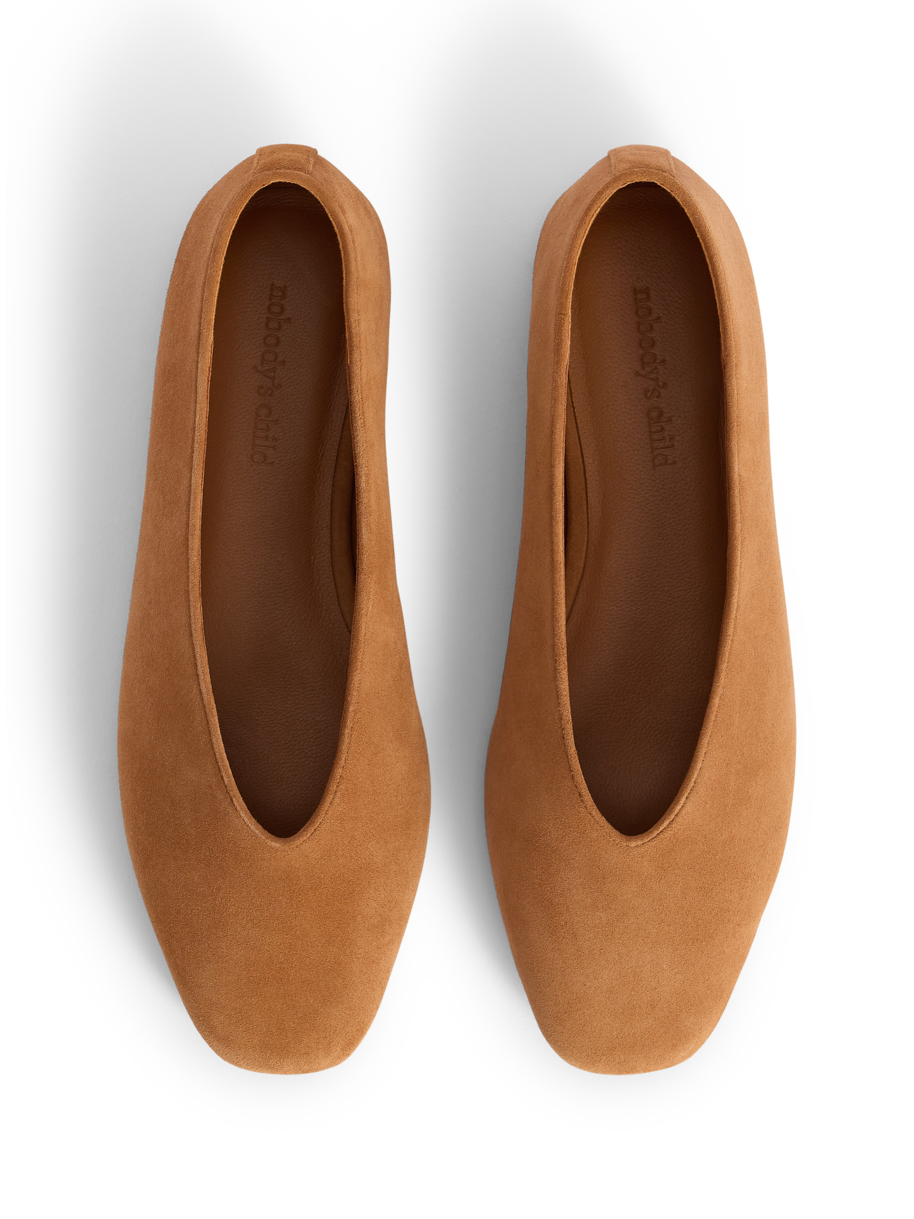 Tan Suede High Vamp Ballet Flats