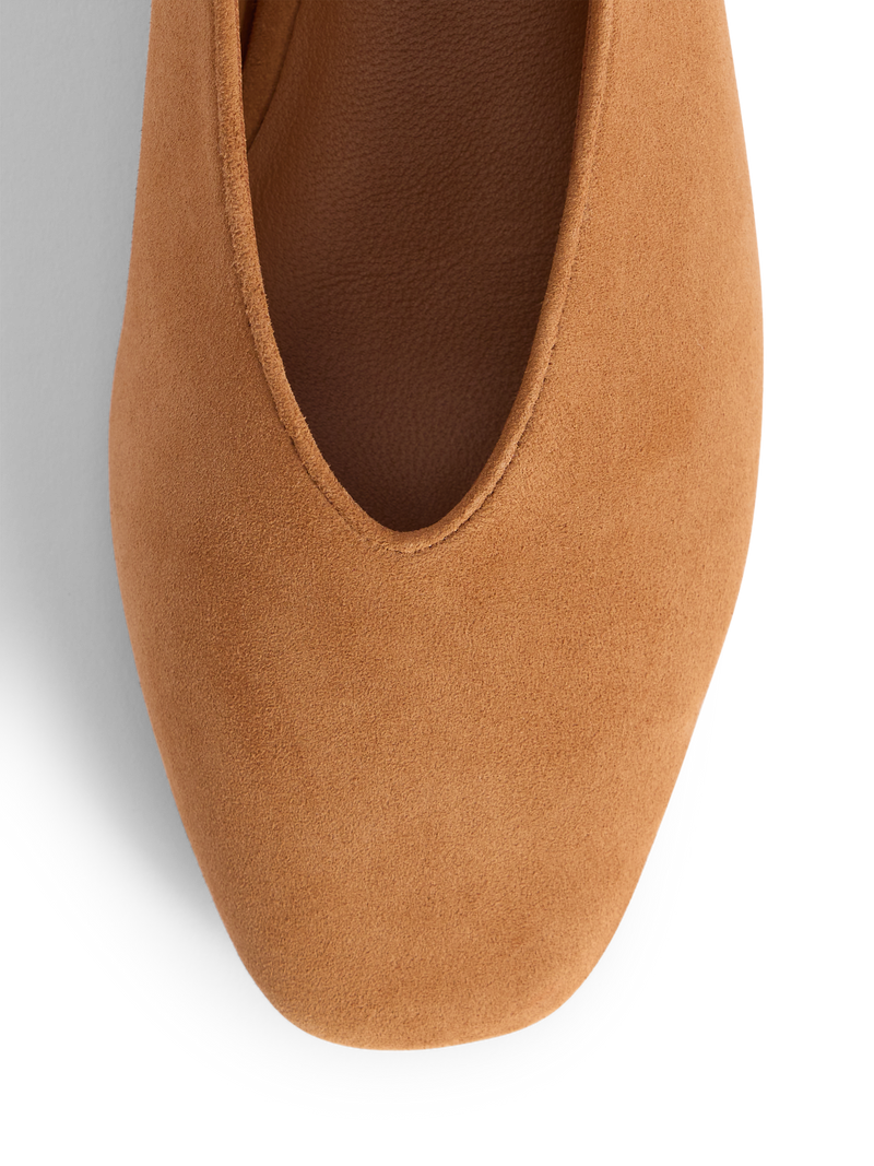 Tan Suede High Vamp Ballet Flats