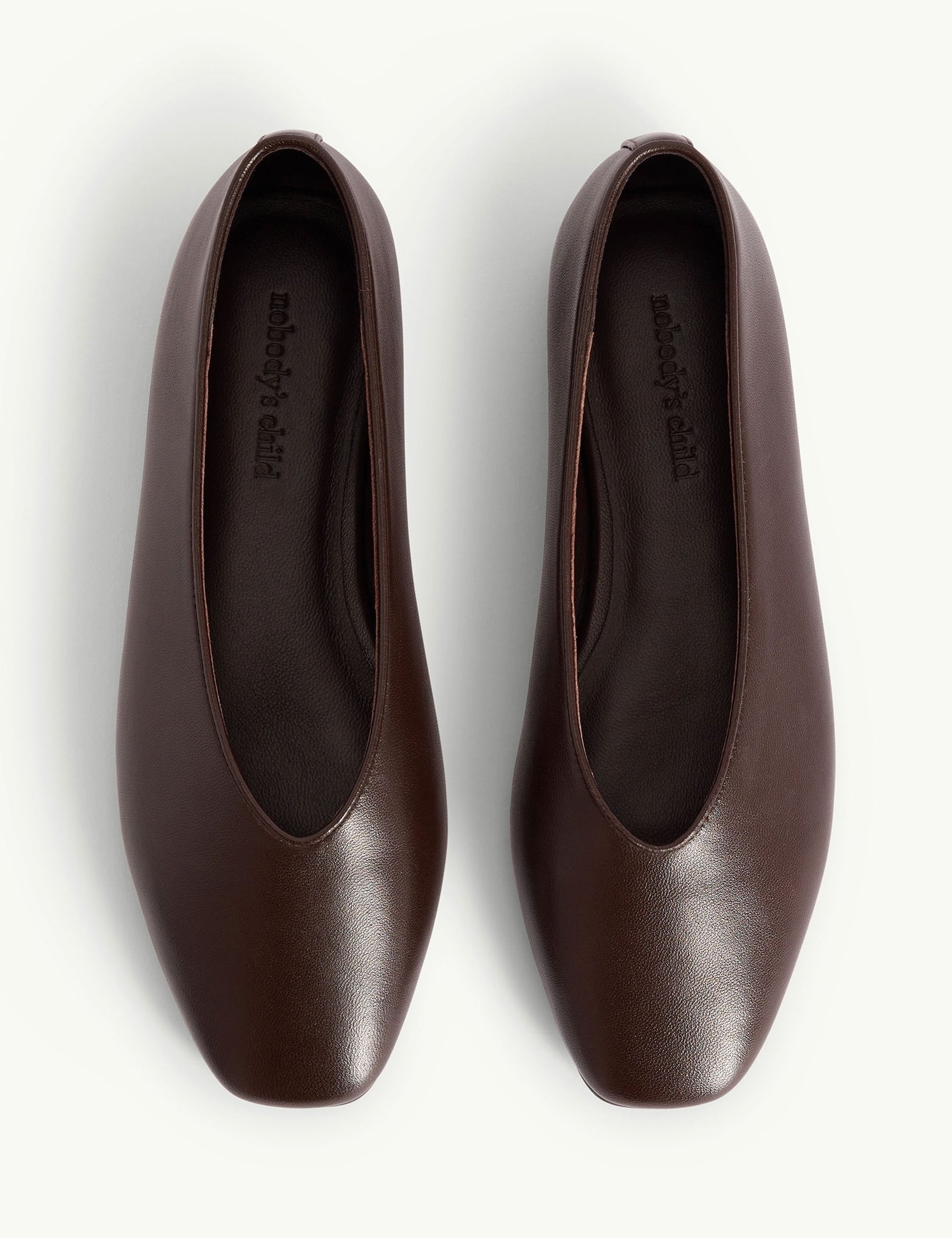 Brown Leather High Vamp Ballet Flats