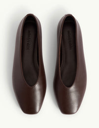 Brown Leather High Vamp Ballet Flats