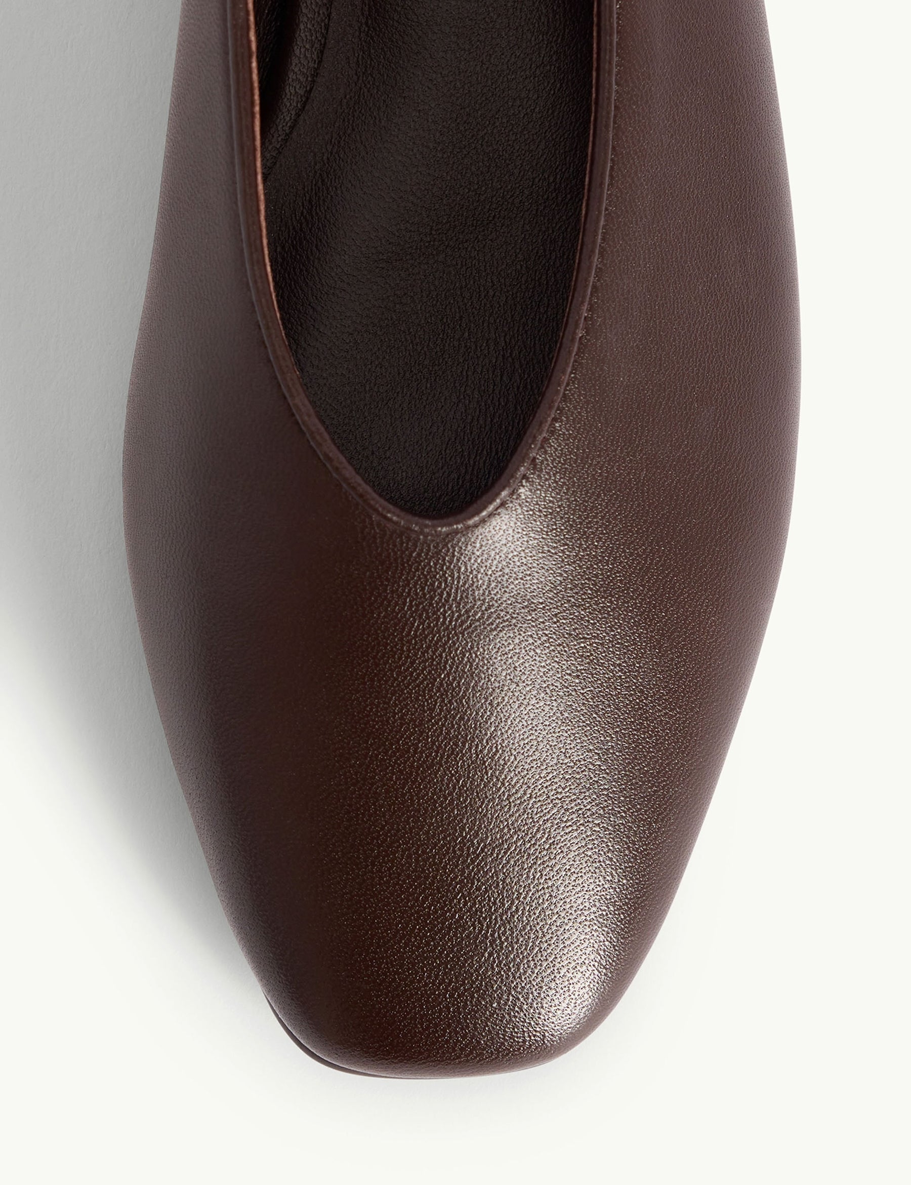 Brown Leather High Vamp Ballet Flats