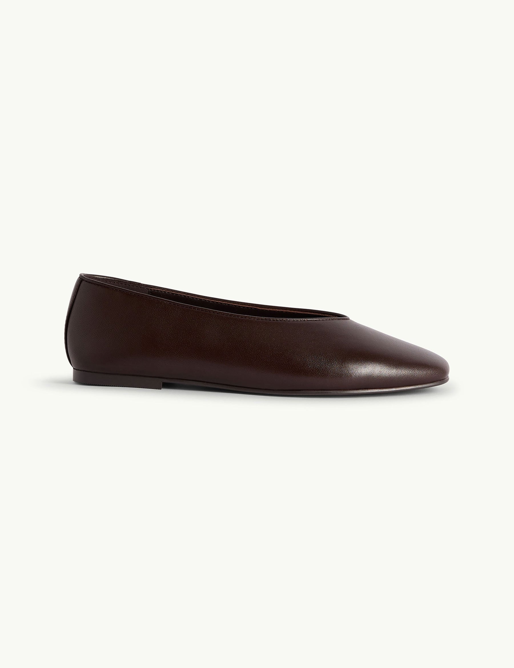Brown Leather High Vamp Ballet Flats