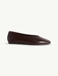 Brown Leather High Vamp Ballet Flats