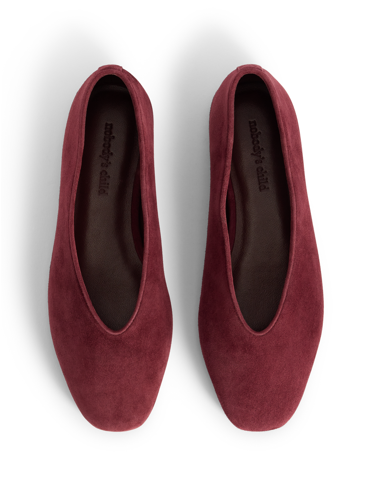 Burgundy Suede High Vamp Ballet Flats