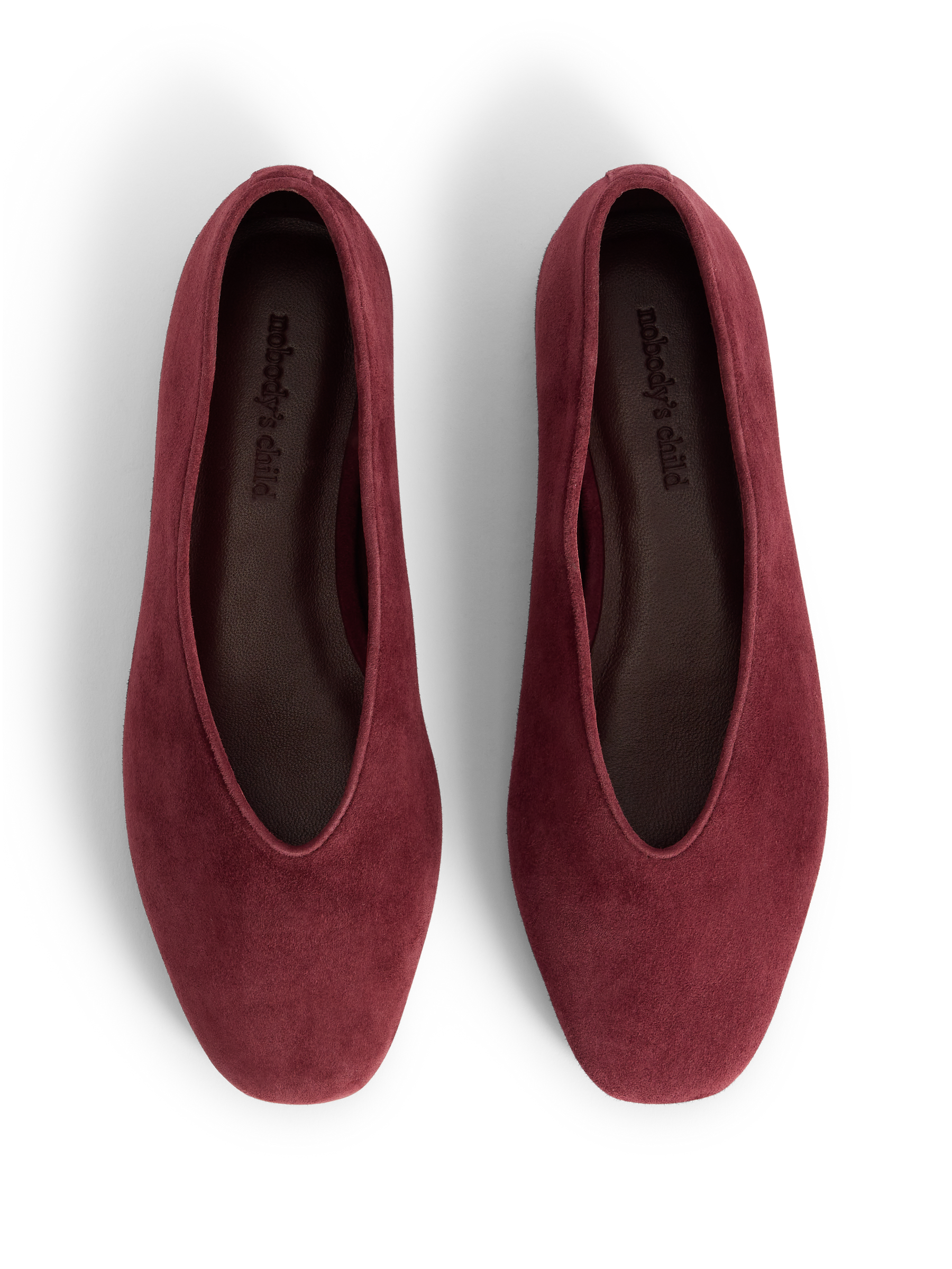 Burgundy Suede High Vamp Ballet Flats