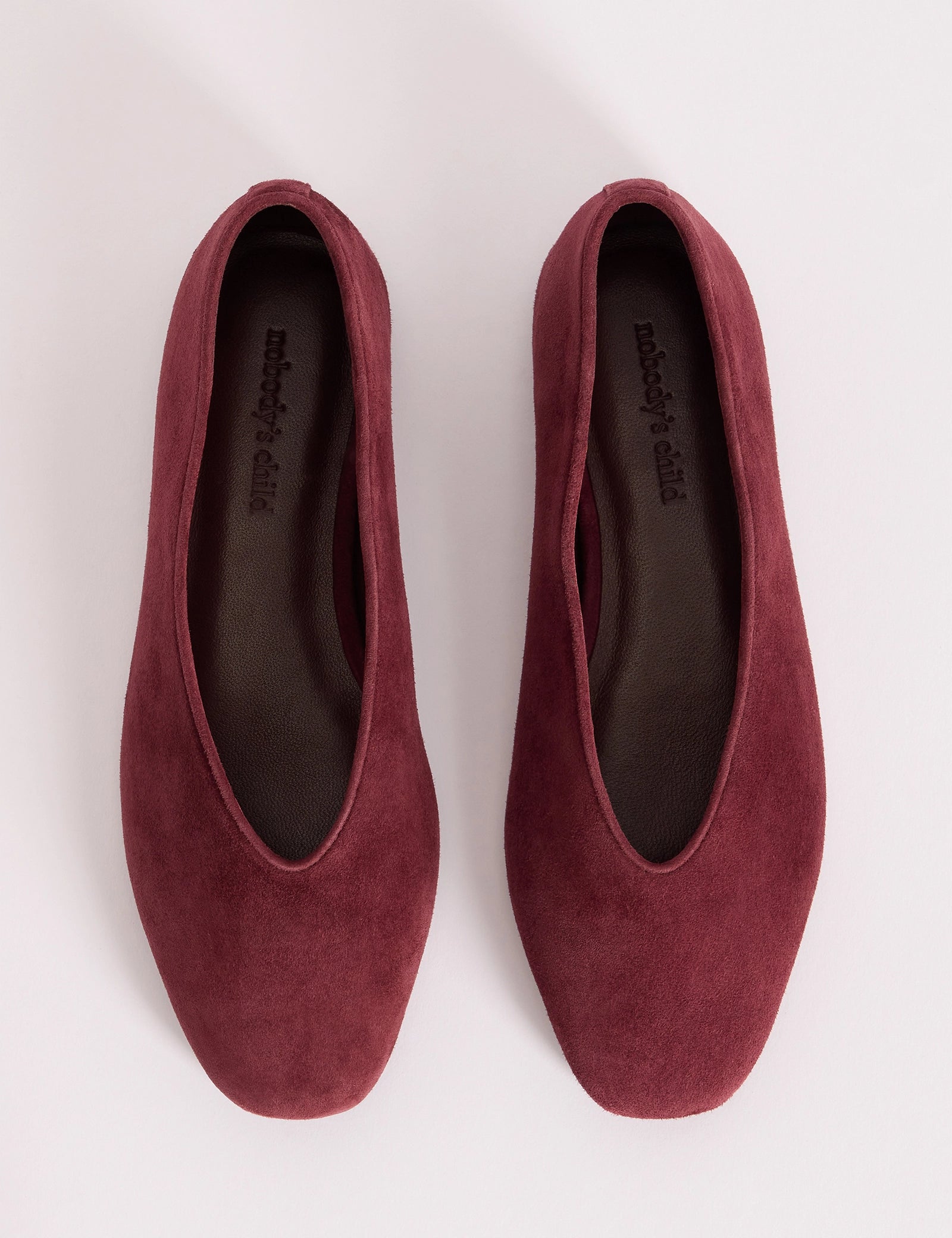 Burgundy Suede High Vamp Ballet Flats