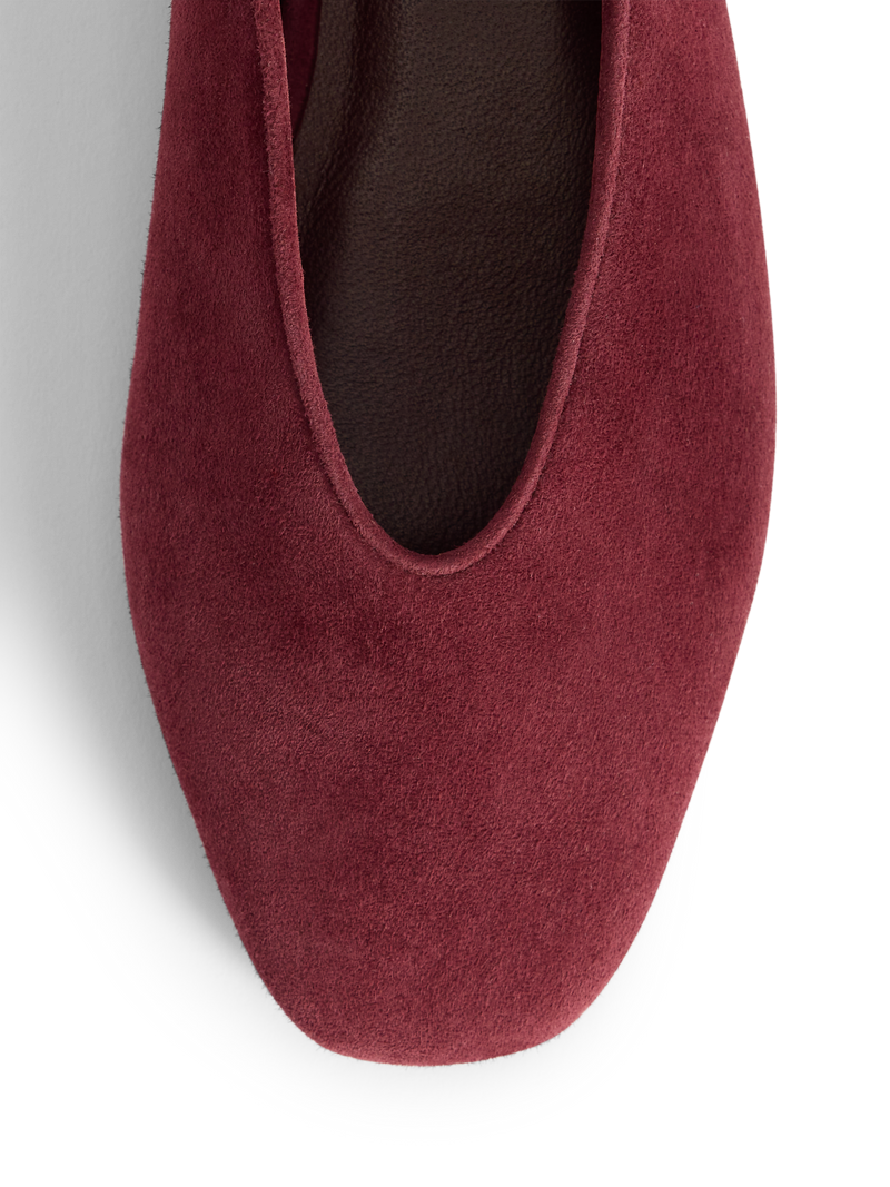Burgundy Suede High Vamp Ballet Flats