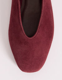 Burgundy Suede High Vamp Ballet Flats