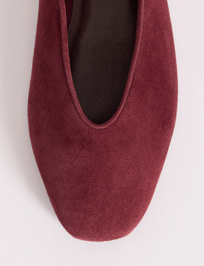 Burgundy Suede High Vamp Ballet Flats