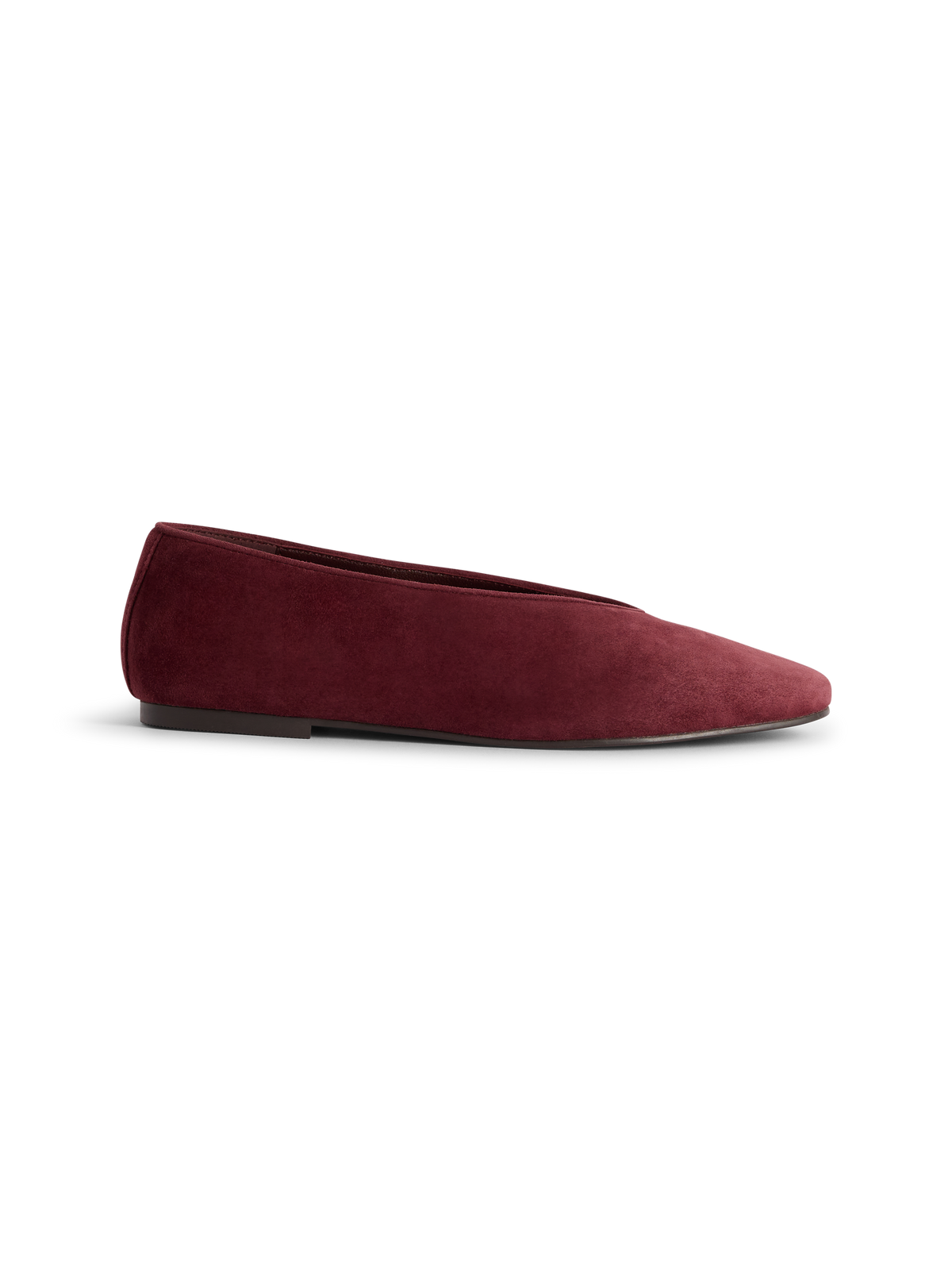 Burgundy Suede High Vamp Ballet Flats