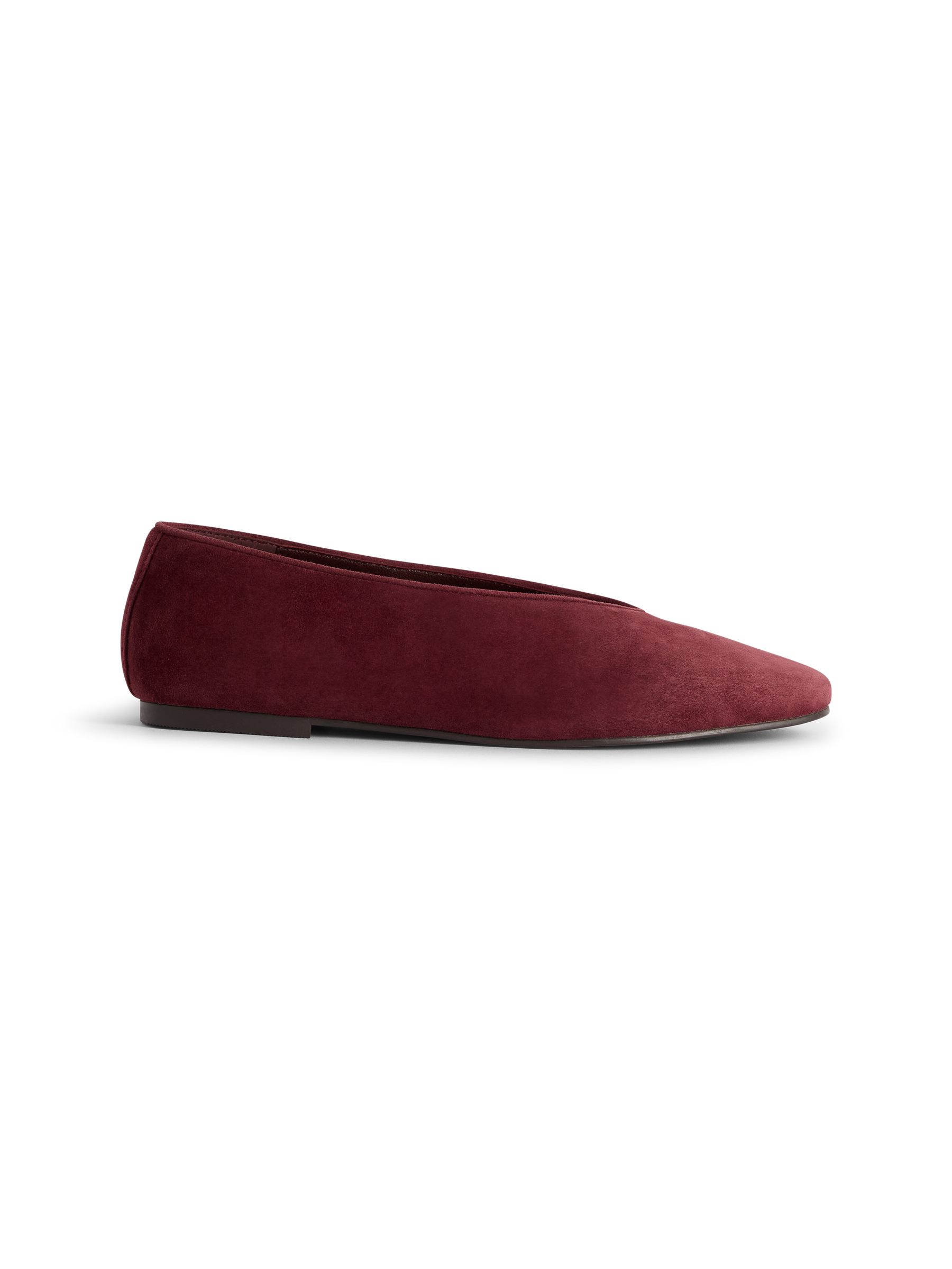 Burgundy Suede High Vamp Ballet Flats