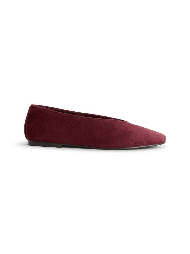 Burgundy Suede High Vamp Ballet Flats