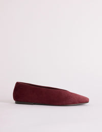 Burgundy Suede High Vamp Ballet Flats