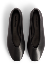 Black Leather High Vamp Ballet Flats