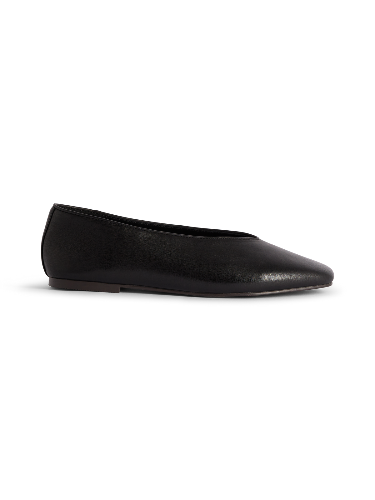 Black Leather High Vamp Ballet Flats