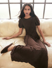 Brown Cassandra Jersey Midi Dress