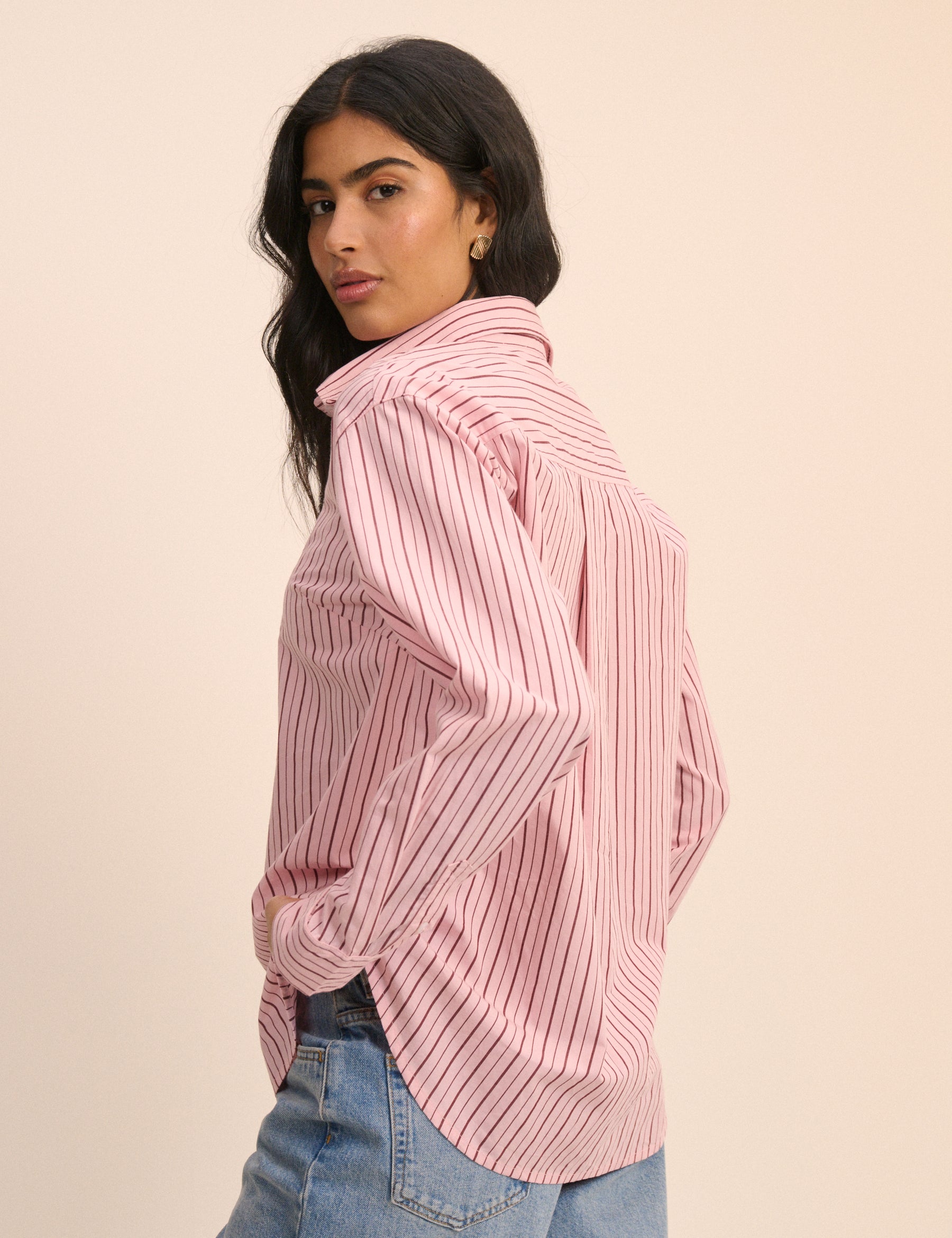 Pink Striped Relaxed Shirt