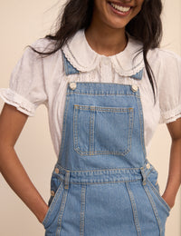 Mid Wash Denim Dungaree Midi Dress