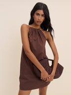 Brown Halterneck Alessia Mini Dress